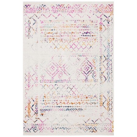 Safavieh 6 x 9 ft. Tulum 268E Power Loomed Rectangle Area Rug Ivory & Fuchsia TUL268E-6